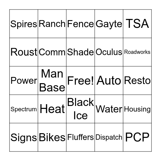 DPW BINGO Card