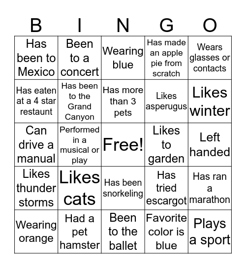 STAR BINGO Card