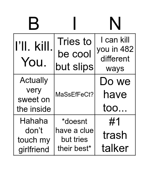 Rhiannon Bingo Card