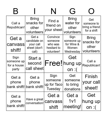Thursday Bingo Card