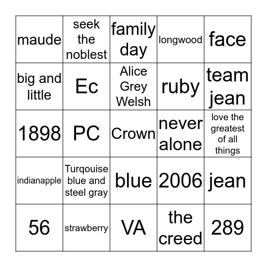 Zeta Bingo Card