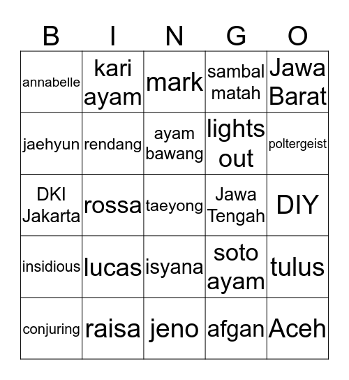 AQIQIL♡ Bingo Card