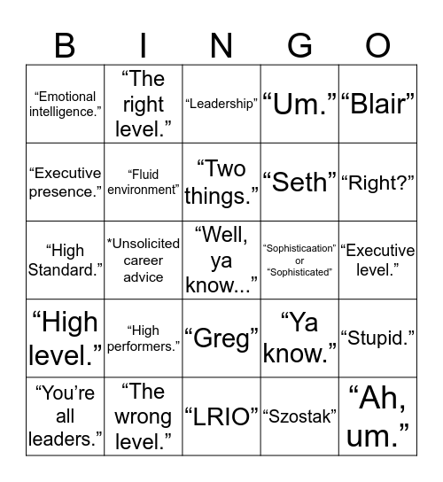 Offsite Bingo Card