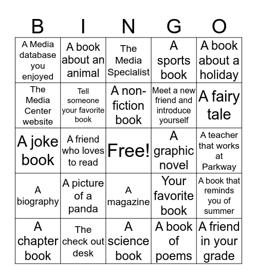 Media Center Bingo Card