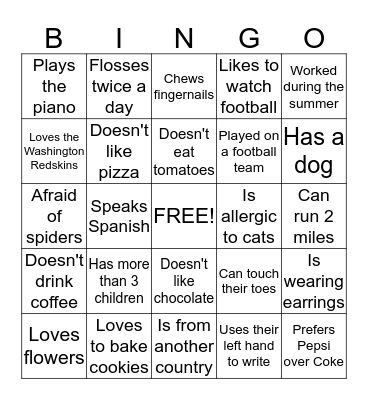 Welcome Back Ice-Breaker Bingo Card