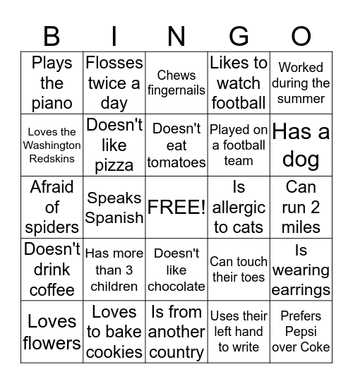 Welcome Back Ice-Breaker Bingo Card