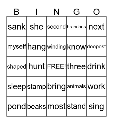Animals Building Homes Bingo Card