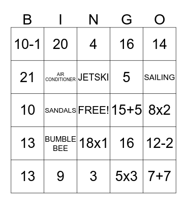 HEAT WAVE MATH! Bingo Card