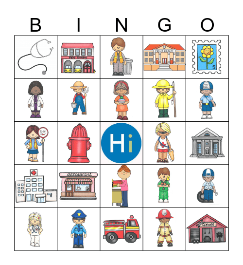 Community Helpers/ Ayudantes de la Communidad Bingo Card