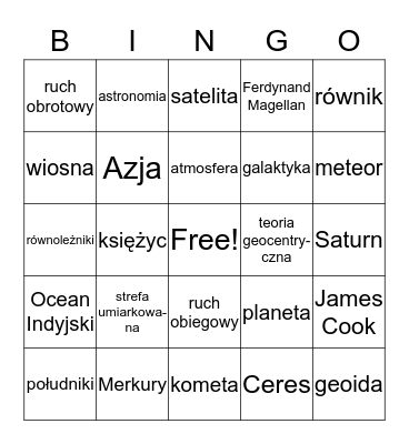 Odkrywamy tajemnice naszej planety Bingo Card