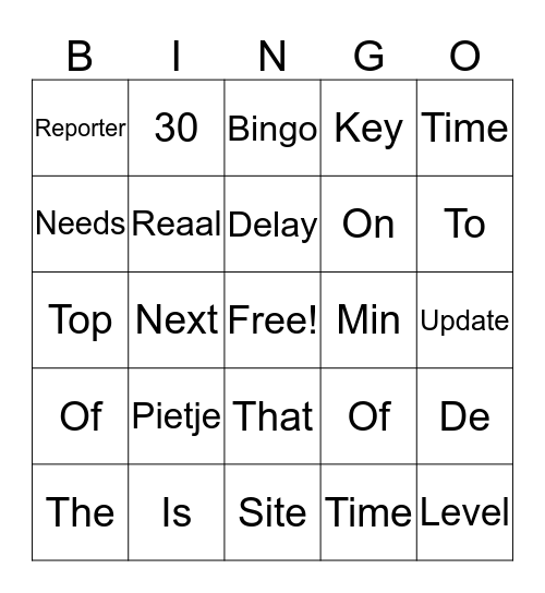 Pietje Bingo Card