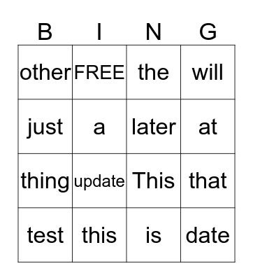 TEST Bingo Card