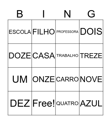 Dia dos pais Bingo Card