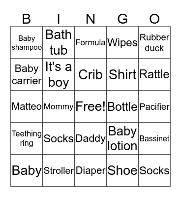 Matteo's Bingo Card