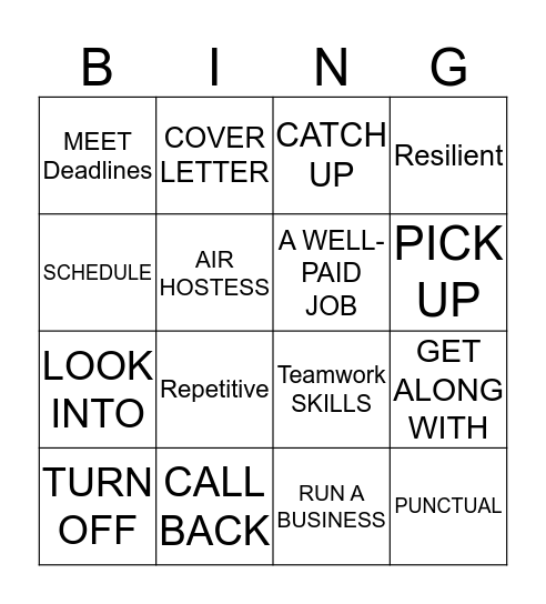 All work and no play... Bingo Card