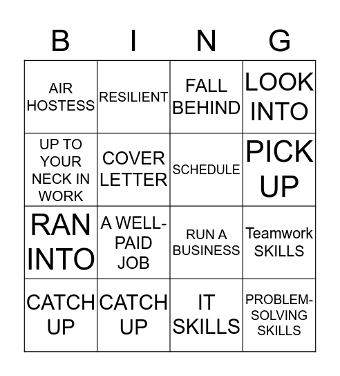 All work and no play... Bingo Card