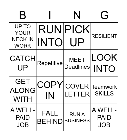 All work and no play... Bingo Card