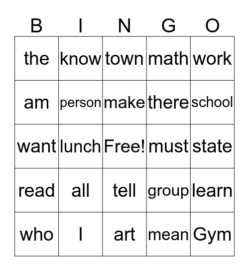 Our Leaders - Sight Words Bingo Card