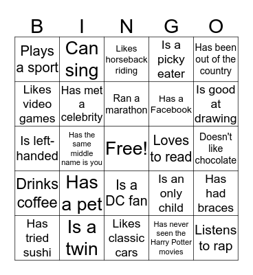 Ice Breaker Bingo Card