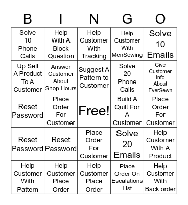 Customer Service Week Bingo Card