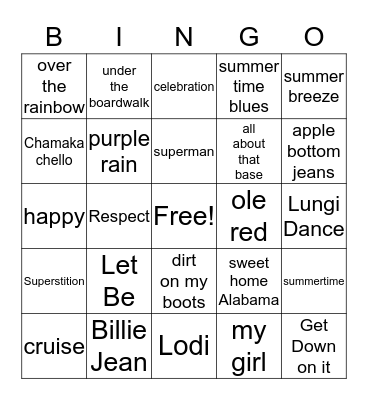 MUSIC Bingo Card