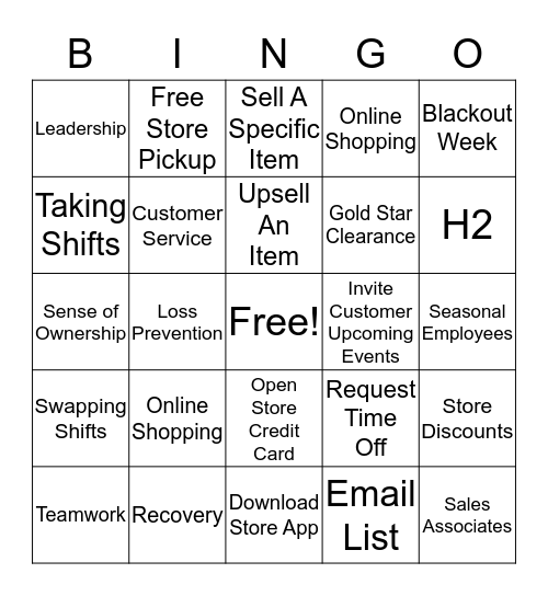 KOHLS BINGO Card