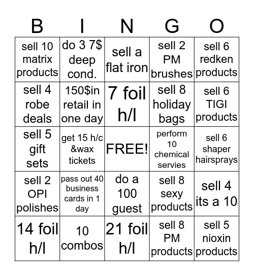 Holiday Bingo Card