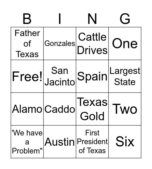 Texas Bingo Card