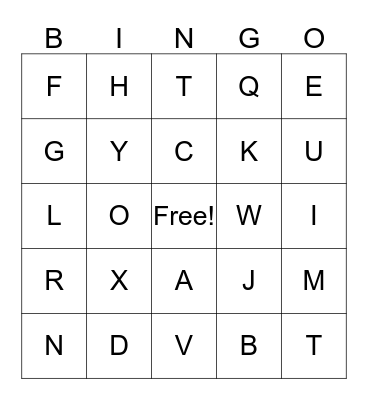 Initial Sounds Bingo Card