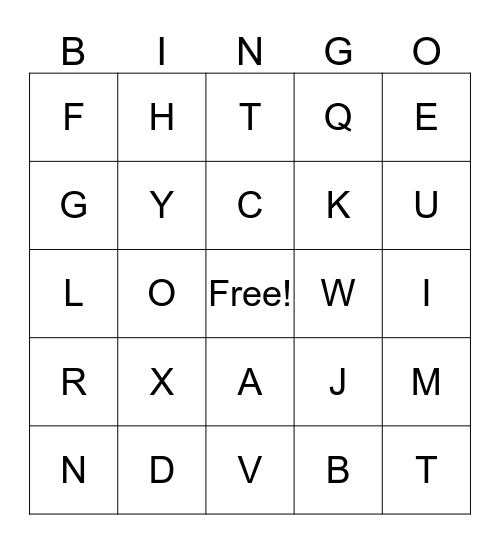 Initial Sounds Bingo Card