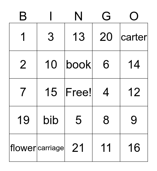 Baby Shower Bingo Card