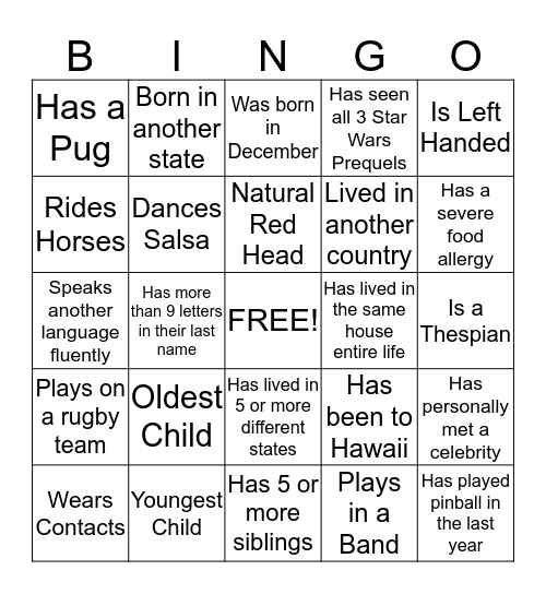 People Bingo Card