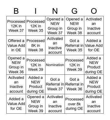 September Power Weeks-Veteran's Bingo Card