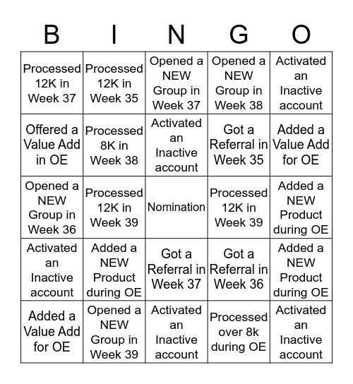 September Power Weeks-Veteran's Bingo Card