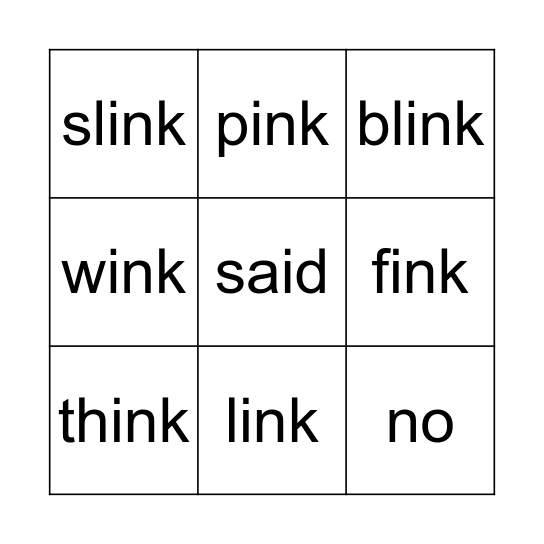 OG Lesson #18 ink Bingo Card