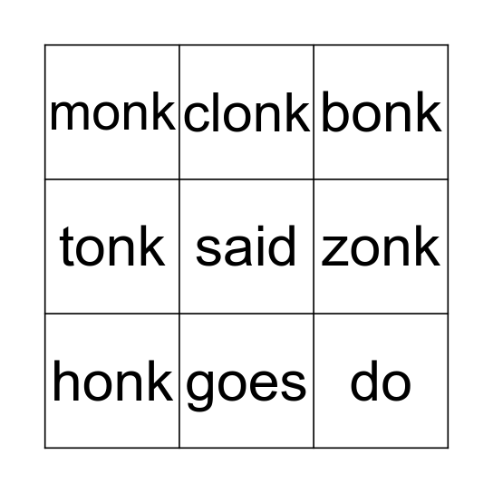 OG Lesson #19 onk Bingo Card