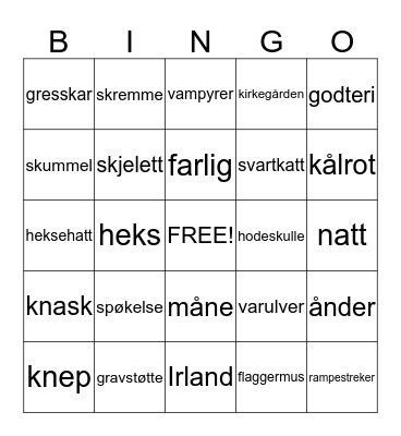 Halloween Bingo Card