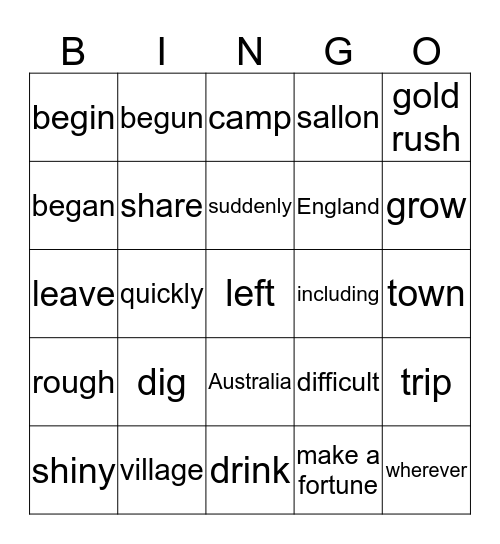unit 27 Bingo Card