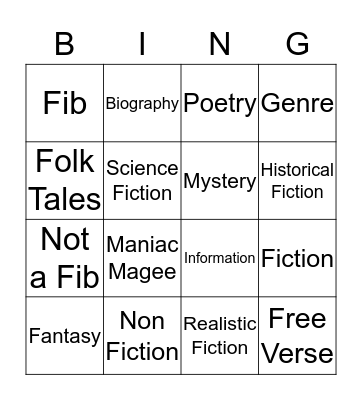 Are you a Genre Guru? Bingo Card