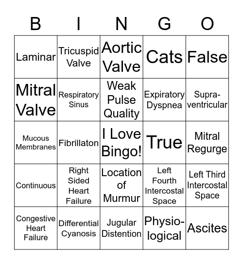 Cardio Bingo Card