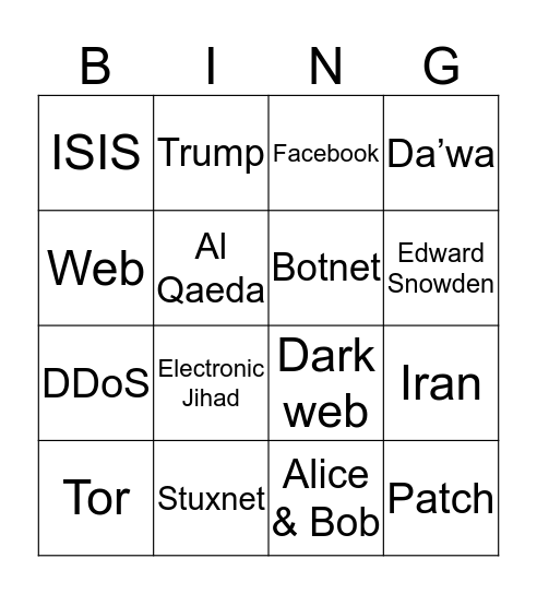 CYBER Bingo Card