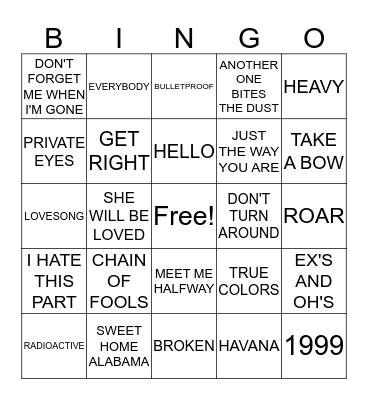 MUSICAL BINGO! EVERYBODY WINS! Bingo Card