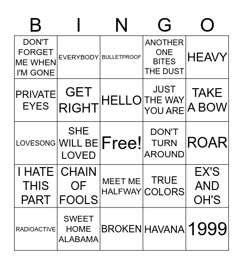 MUSICAL BINGO! EVERYBODY WINS! Bingo Card