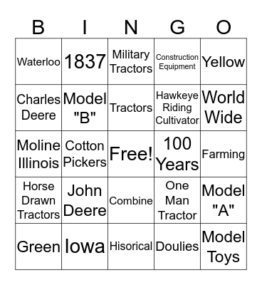 John Deere Bingo Card