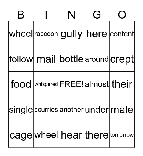 Vocabulary Bingo Card