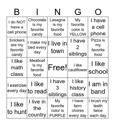 BACK TO SCHOOL BINGO Card