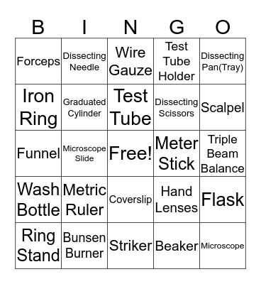Lab Equipment Bingo Card