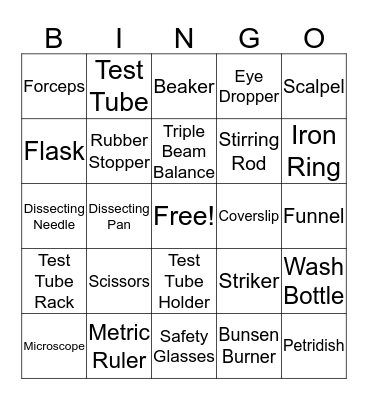 Lab Equipment Bingo Card