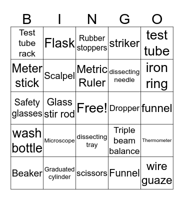 Lab equipment Bingo Card