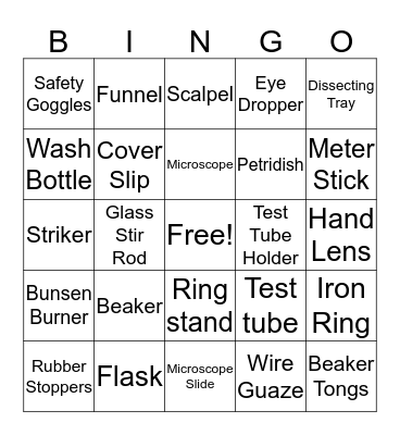 Lab Equipment  Bingo Card
